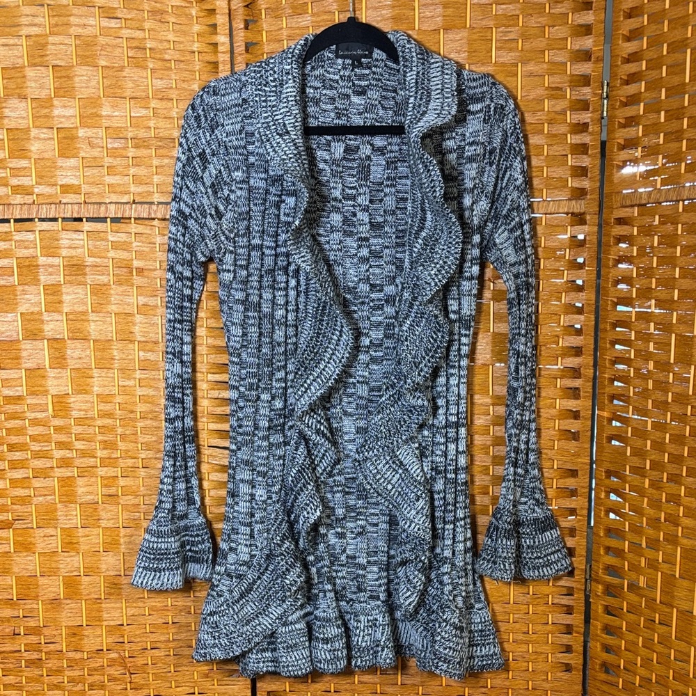Brittany Black & White Ruffled Cardigan